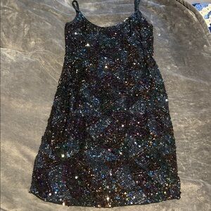 Oleg Cassini Multicolor Sequin Kids Dress